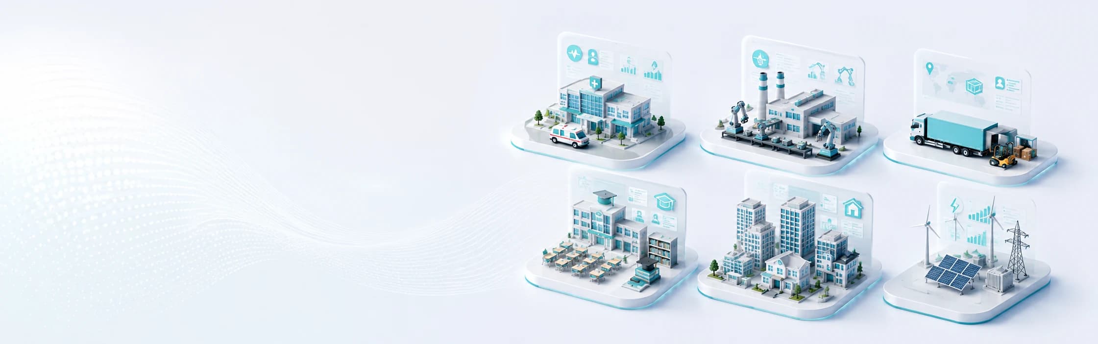 Wide Aveniq banner showing adaptable operational solutions across business industries
